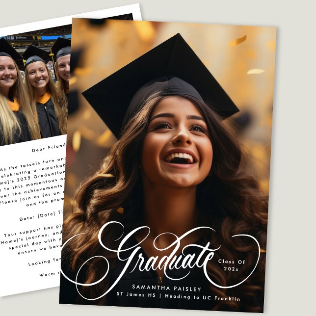 Faire-part Moderne Elegant Photo Graduation | Catégorie 2025 (Créateur téléchargé)