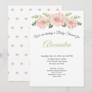 Faire-part Moderne Elegant Pink Poppy graduation florale Anno