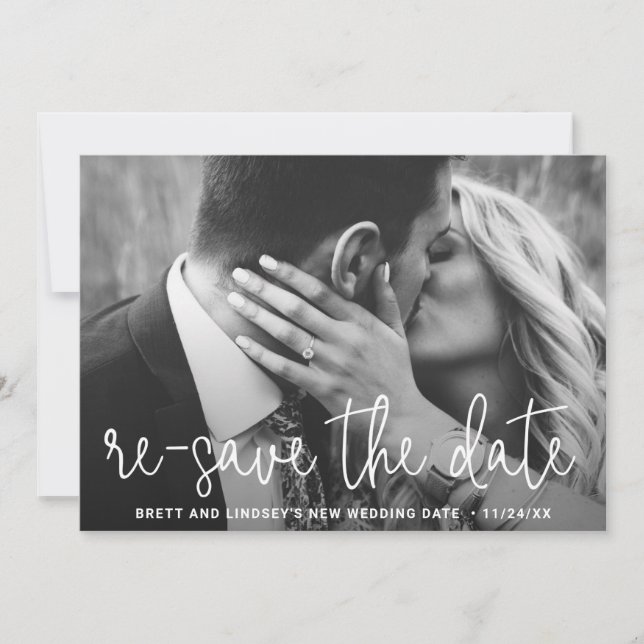 Faire-part Moderne Elegant Simple Photo Mariage Postponction (Devant)