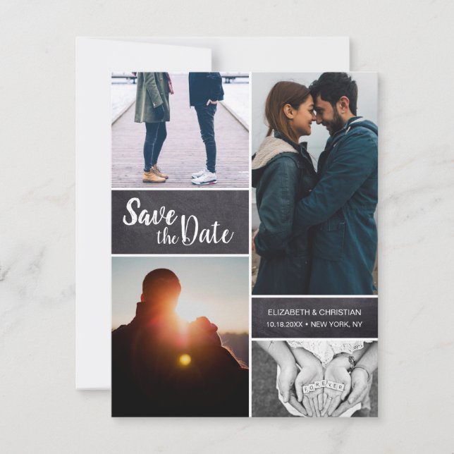 Faire-part Moderne Enregistrer la date Mariage plusieurs phot (Devant)
