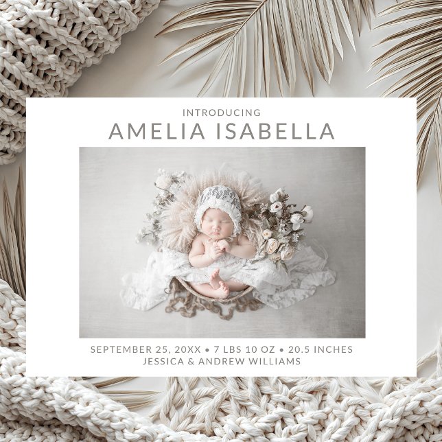 Faire-part Moderne Fille 2 Photo Naissance (Créateur téléchargé)