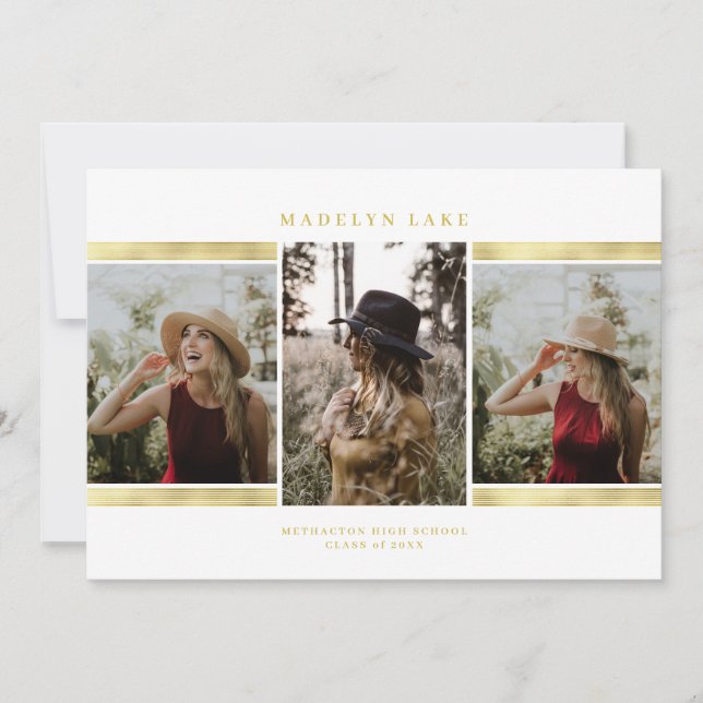 Faire-part Moderne Gold Foil 2023 Diplôme photo (Devant)