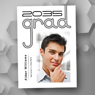 Faire-part Moderne Gras Sophistiqué High Tech Photo Grad