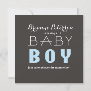Faire-part Moderne Gris Bleu Clair pour Baby Showe