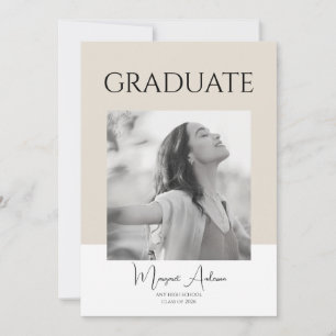 Faire-part Moderne Minimaliste Blanc et Marron Photo de Remis