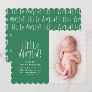 Faire-part Moderne minimaliste chic typographie verte photo n