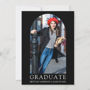 Faire-part Moderne minimaliste noir photo Arch Graduation