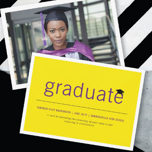 Faire-part Moderne minimaliste Simple Graduate Photo Graduate