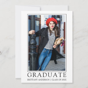 Faire-part Moderne Minimaliste Simple Photo Graduation