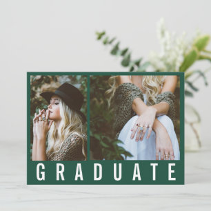Faire-part Moderne minimum 3 graduation photo simple chic gre