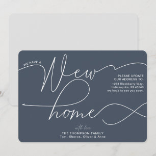 Faire-part Moderne Nouveau Accueil Calligraphie Smoky Marine