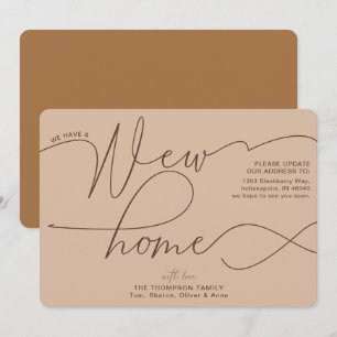 Faire-part Moderne Nouvelle Maison Calligraphie Taupe Moving