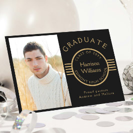 Faire-part Moderne Photo Graduate Gold Stripes Personnalisé