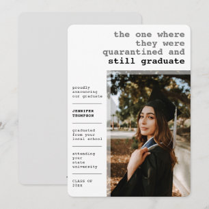 Faire-part Moderne Quarantiné Vieux Gris Photo Graduation