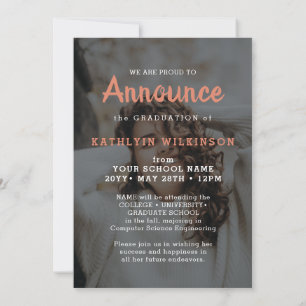 Faire-part Moderne Rose Gold Élégant Script 2 Photo Diplôme