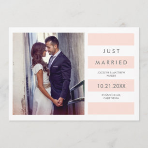 Faire-part Moderne rougissent la photo mariée rose des