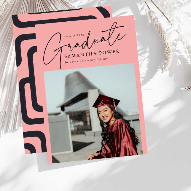 Faire-part Moderne Script Graduate Photo Graduate Géométrique (Créateur téléchargé)