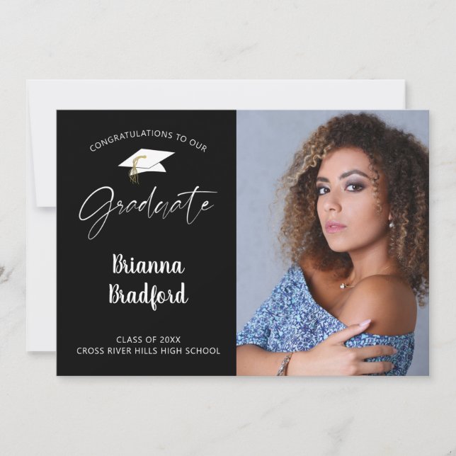 Faire-part Moderne Script Gradué noir (Devant)