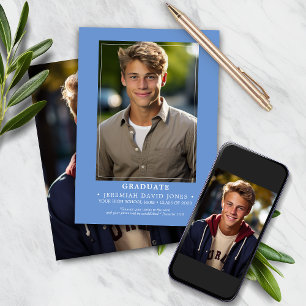 Faire-part Moderne simple Cornflower Blue Photo Graduation