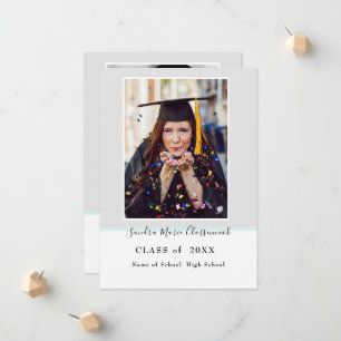 Faire-part Moderne Simple Minimal Gris Aqua Turquoise Remise 