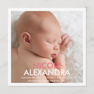 Faire-part moderne simple - rose