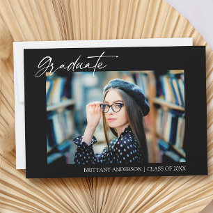Faire-part Moderne Stylish Calligraphie Encre Photo Graduatio