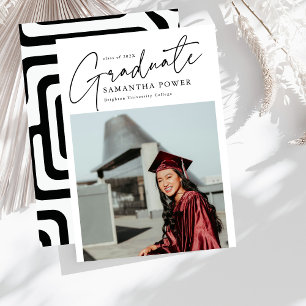 Faire-part Modernisation Script Graduate 2 Photos Graduation