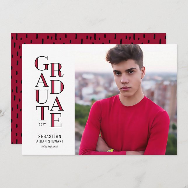 Faire-part moderniste de la Red Graduation (Devant / Derrière)