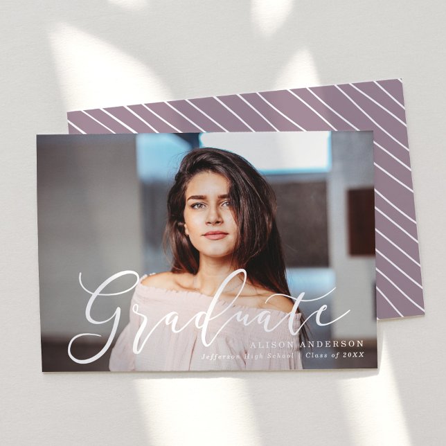 Faire-part Momentous Script Purple Photo Graduation (Créateur téléchargé)
