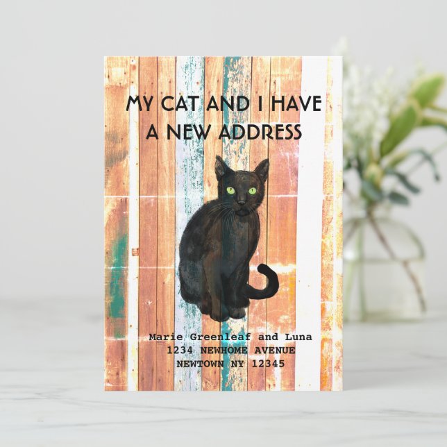 Faire-part Mon chat et moi avons déménagé Annonce (Debout devant)