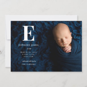 Faire-part Monogramme classique photo complète Naissance du n
