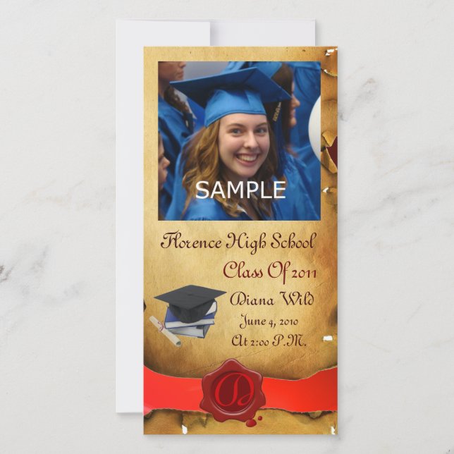 FAIRE-PART MONOGRAMME DE GRADUM DE SCEAU DE CIRE BROWN ROUGE (Devant)