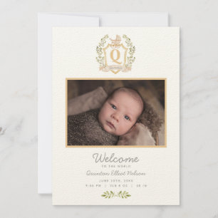 Faire-part Monogramme de transport de bébé Q   Annonce de nai