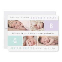 Monogramme moderne Twins design 4 photos naissance