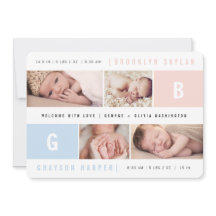 Monogrammes bébé garçon fille jumeaux 4 multi phot