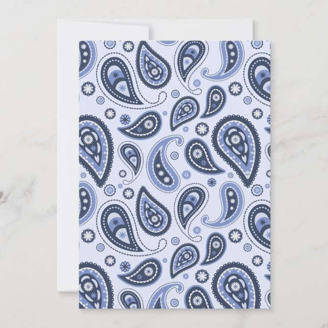 Faire-part Motif Blue Paisley (Devant)