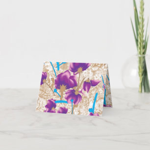 Faire-part Motif floral vif avec violet et bleu f