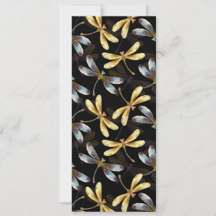 Faire-part Motif sans couture avec libellules d'or