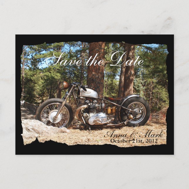Faire-part Motorcycle Biker Enregistrer la date Carte postale (Devant)