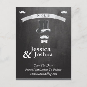 Faire-part Moustache Chalk Avec Banner Carte Postale