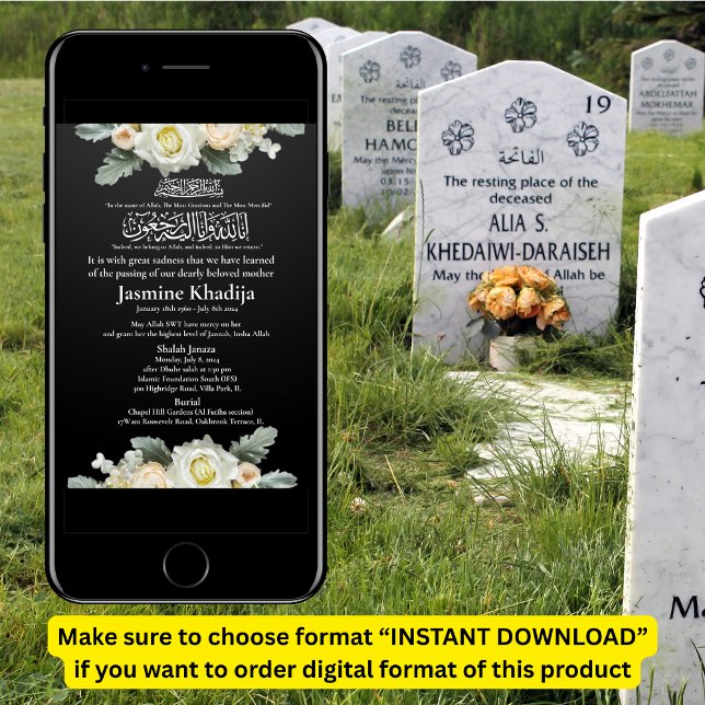 Faire-part musulmane de la mort Femme Janaza Prièr (Créateur téléchargé)