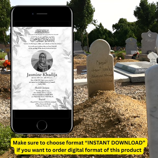 Faire-part musulmane de la mort Femme Janaza Prièr (Créateur téléchargé)