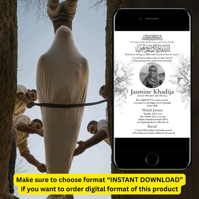 Faire-part musulmane de la mort Femme Janaza Prièr (Créateur téléchargé)