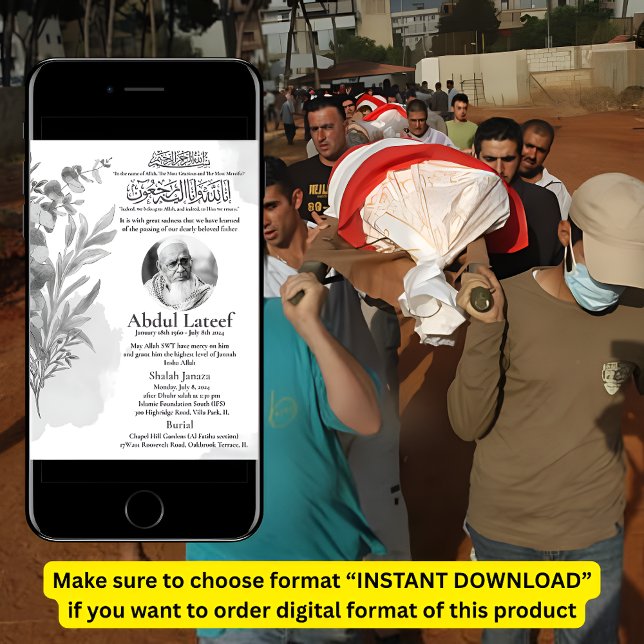 Faire-part musulmane de la mort Homme Janaza Prièr (Créateur téléchargé)