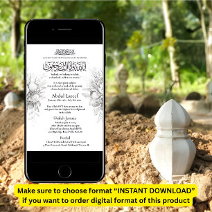 Faire-part musulmane de la mort Homme Janaza Prièr