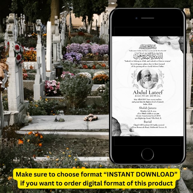 Faire-part musulmane de la mort Homme Janaza Prièr (Créateur téléchargé)