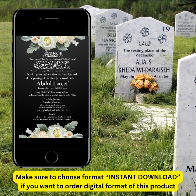 Faire-part musulmane de la mort Homme Janaza Prièr (Créateur téléchargé)