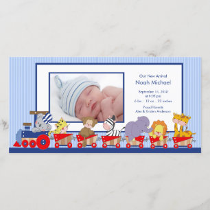 Faire-part Naissance Annoucement de bébé de train d'animaux