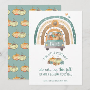 Faire-part Naissance de nos petits jumeaux arc-en-ciel Citrou