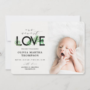 Faire-part Naissance d'une photo moderne de verdure tropicale